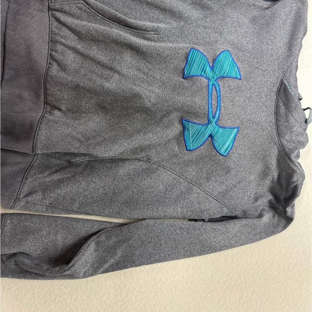 Under Armour Charcoal Hoodie with Teal Logo